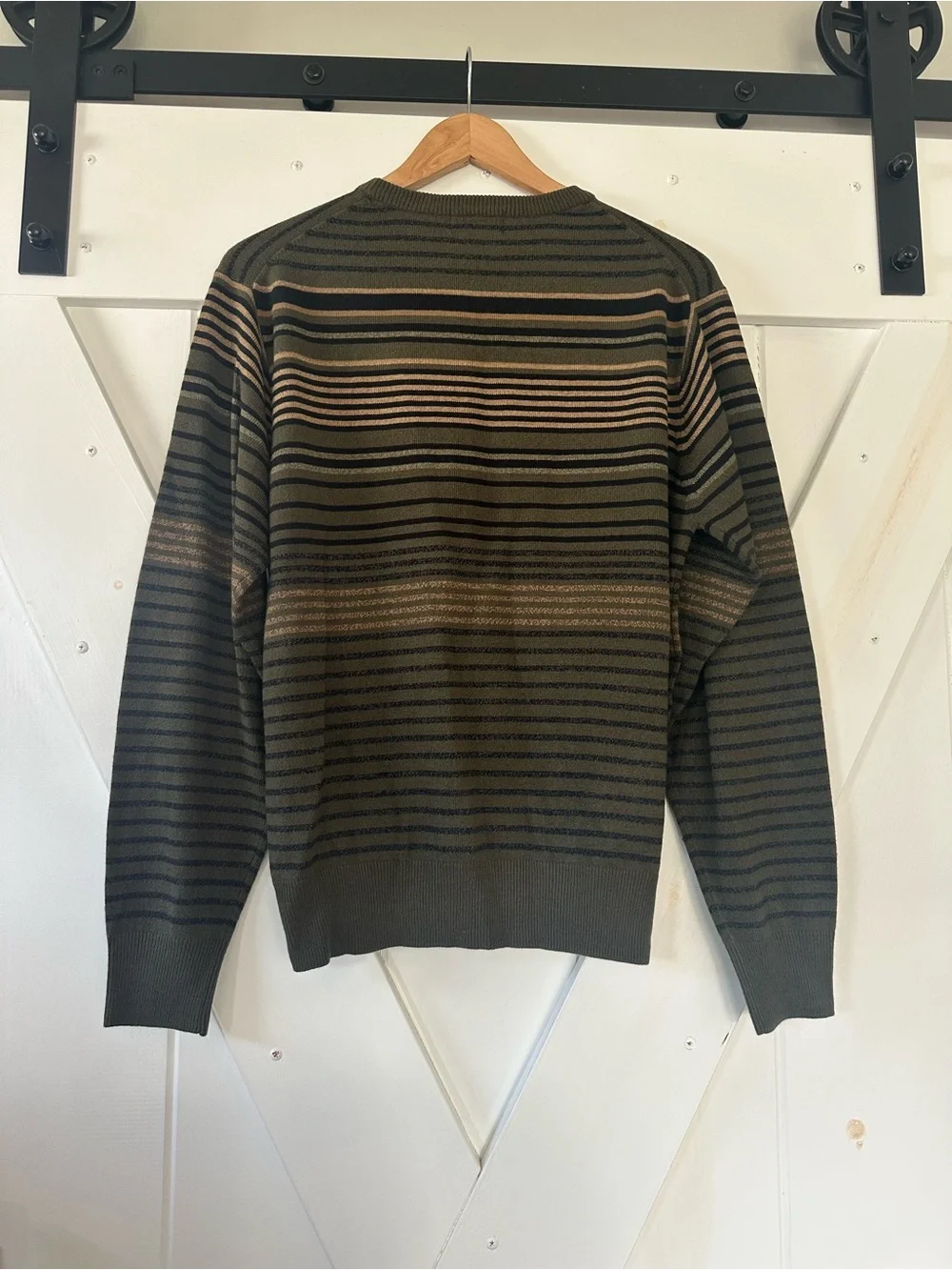 Vintage Dockers Sweater Mens Brown Striped Knit Pullover Crewneck 90s